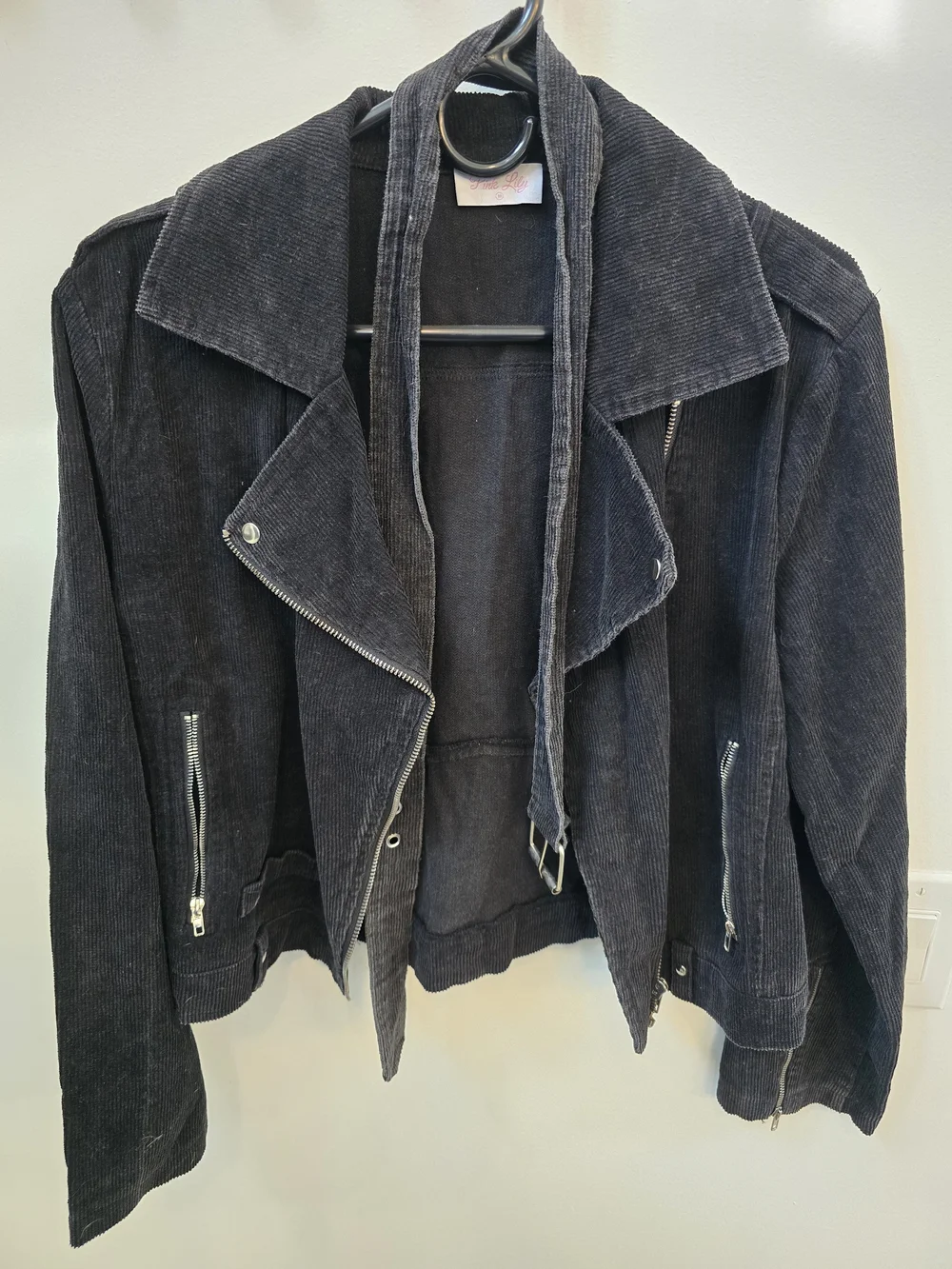 Pink Lily Corduroy Biker Jacket